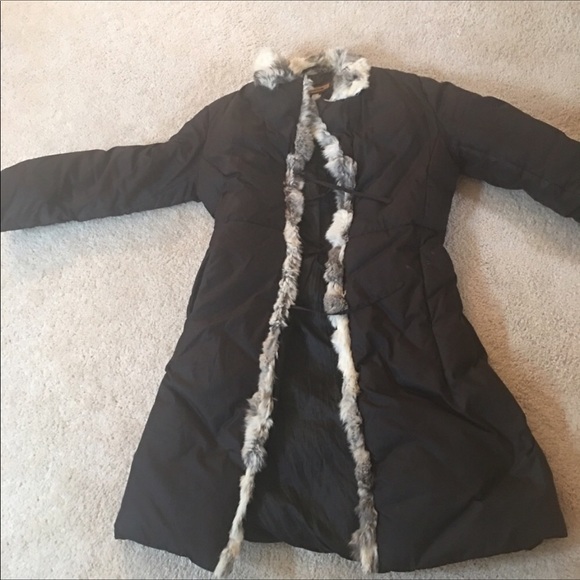 Bebe black parka with genuine rabbit fur - Picture 1 of 3